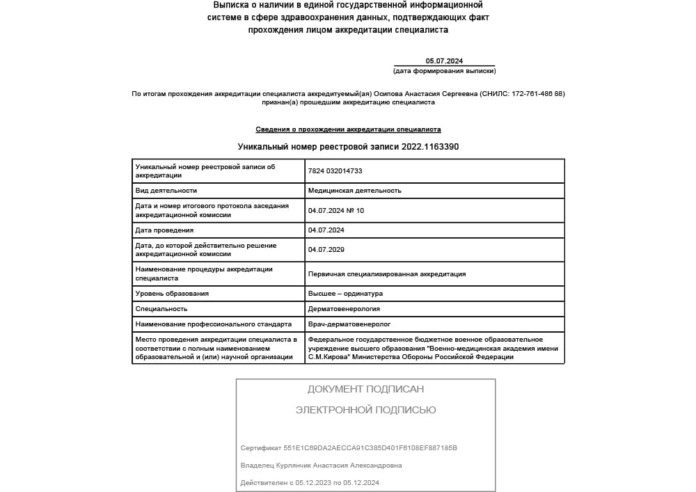 Сертификаты врача